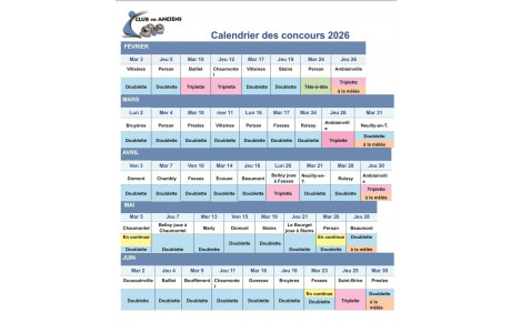 Calendrier de la Saison 2026 - Club des Anciens